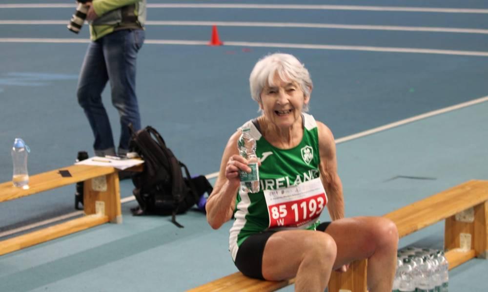 Ann Woodlock, W85 3000m Gold.